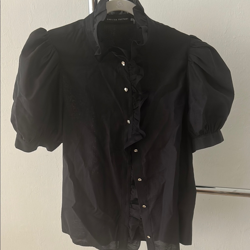 English Factory Black Textured Blouse